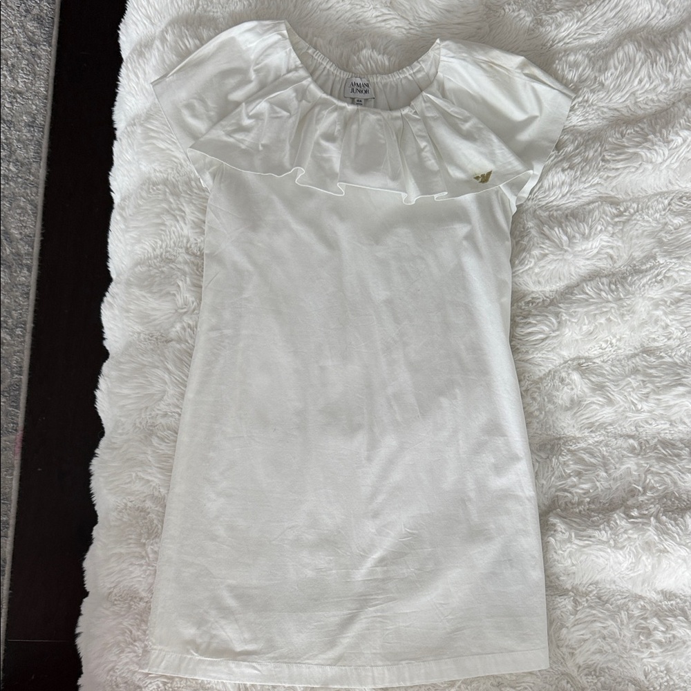 Armani Junior White Ruffled Dress size 10